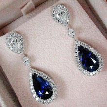 Load image into Gallery viewer, Blue Crystal Pendant Earrings