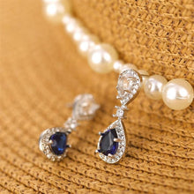 Load image into Gallery viewer, Blue Crystal Pendant Earrings