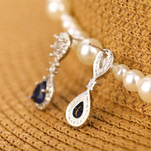 Load image into Gallery viewer, Blue Crystal Pendant Earrings