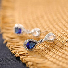 Load image into Gallery viewer, Blue Crystal Pendant Earrings