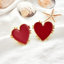 Load image into Gallery viewer, Big Red Heart Earrings