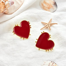Load image into Gallery viewer, Big Red Heart Earrings