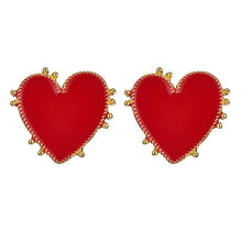 Load image into Gallery viewer, Big Red Heart Earrings